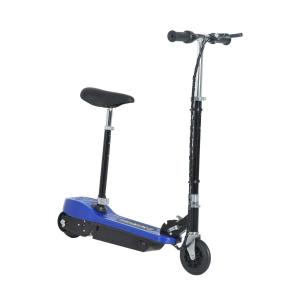 HOMCOM Patinete Eléctrico para Niño Scooter Plegable Azul Plegable Batería 120W Manillar Asiento Ajustable Freno Pie de Apoyo para Adolescentes