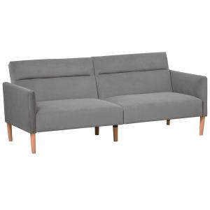 HOMCOM Sofá Cama Convertible y Reclinable con Reposabrazos y 2 Respaldos Ajustables por Separado en 3 Posiciones Aterciopelado 196x85x82 cm Gris