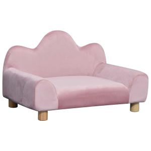 PawHut Sofá para Mascotas Sofá Estilo Moderno para Gatos Perros Pequeños con Respaldo de 3 Ondulaciones Patas Elevadas de Madera 63x43x40 cm