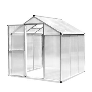 Outsunny Caseta Invernadero Policarbonato Transparente y Aluminio Invernadero de jardín con puerta y ventana 182x190x195 cm Transparente