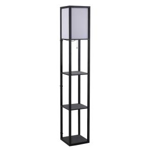 HOMCOM Estantería Librería Alta de 3 Niveles con Bombilla para Salón Dormitorio Adornos Estantería Moderna para Sala Estante de Exposición Blanco y Negro 26x26x160cm
