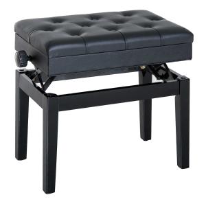 HOMCOM Banco de Piano con Espacio de Almacenamiento Altura Regulable con Asiento Acolchado Taburete Piano Carga 200 kg 55x33x48-58 cm Negro
