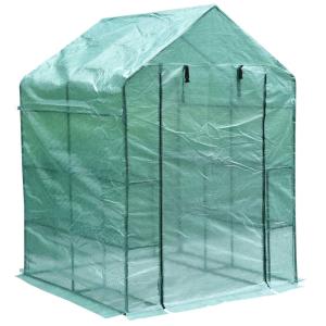Outsunny® Invernadero de Jardín Vivero Casero Plantas con 3 Pisos Marco Acero Jardinería Invernadero Verde 143x143x195cm