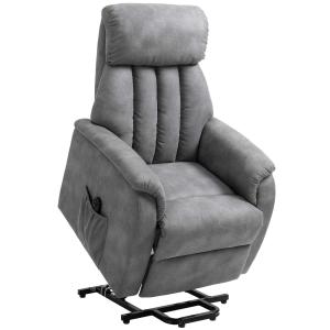 HOMCOM Sillón Relax Levantapersonas Función de Elevación y Reclinado Extra Acolchado con Mando para Personas Mayores y Movilidad Reducida 77x93x110 cm Gris