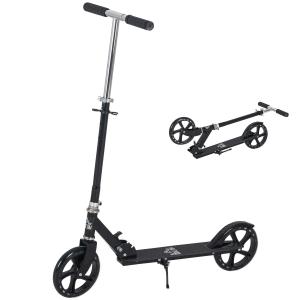 HOMCOM Patinete Plegable para Niños de +5 Años Scooter Infantil Manillar Ajustable en Altura de 4 Niveles con Freno 88x37x75-100 cm Negro