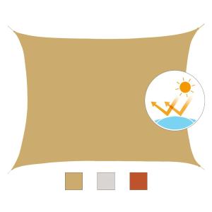 Outsunny® Toldo Vela Rectángulo 3x4m Vela de Sombra para Terraza Jardín Camping Resistente al Agua Protección UV Poliéster Color Arena