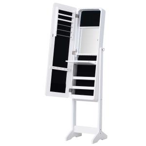 HomCom® Joyero de Pie con Espejo Armario para Joyas Luces LED Reclinable Guardajoyas Anillos Pendientes Collares