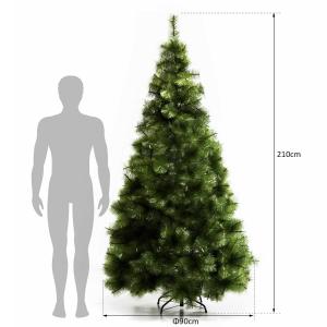 HOMCOM Árbol de Navidad 210cm Artificial Árbol de Pino con Soporte Metálico 505 Ramas