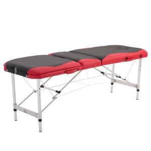 HOMCOM Camilla De Masaje Acolchada de Aluminio Plegable y Portátil para Tatuaje Fisioterapia Deporte 185x60cm Negro y Rojo