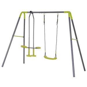 HOMCOM Columpios Infantiles al Aire Libre con Columpio y Balancín Doble Plaza Juguetes Exterior Adecuado Para Niños 160/245x138x180cm