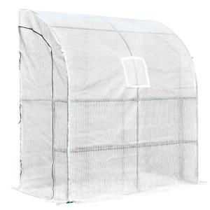 Outsunny Invernadero de Pared para Jardín Terraza con Estantes Ventana y 2 Puertas 200x100x215 cm Color Blanco PE