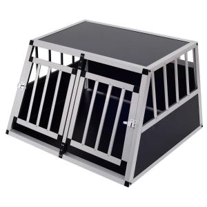 PawHut® Jaula Aluminio para Perros Transportín Aluminio de Perro para Viaje Doble Puerta con Tabique Hermético Extraíble