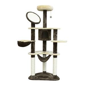 PawHut Rascador para Gatos 153x65x50 cm Arbol para Arañar Poste Centro De Actividades Gato Color Marron