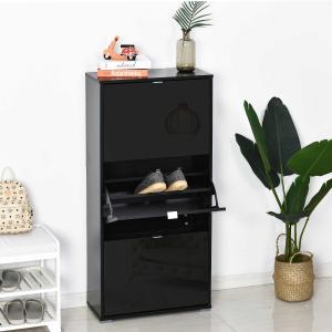HOMCOM Armario de Zapatos Moderno Zapatero para Pasillo Entrada con 6 Estantes de Almacenaje Espacio de Exihibición 60x26x124cm Negro