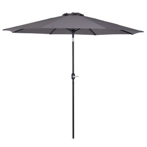 Outsunny Sombrilla de Jardín Ø300x250 cm con Manivela Parasol Exterior con Mecanismo de Inclinación y Poste Desmontable de Metal para Terraza Piscina Patio Gris Oscuro