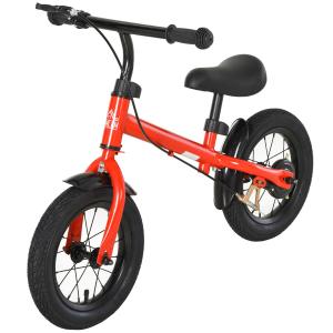HOMCOM Bicicleta sin Pedales Altura Ajustable con Llantas de Goma Inflables para Niños Mayores de 3 Años Asiento Acolchado Bicicleta de Equilibrio 86x43x60 cm Rojo