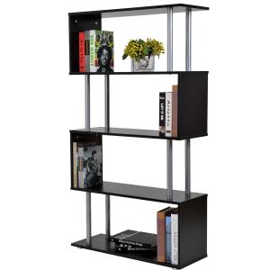 HOMCOM Librería Estantería Moderna tipo Estante de Pared Muebles de Decoración de Oficina para Libros - Color Negro - MFC PVC - 80x30x145 cm