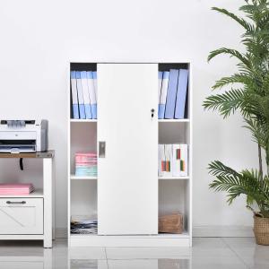 HOMCOM Armario de Oficina Práctico con 2 Puertas Correderas Bloqueables y 3 Estantes para Despacho Estudio 80x40x120 cm Blanco