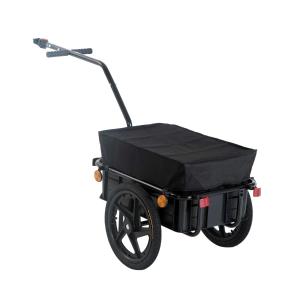 HOMCOM Remolque de Bicicleta Negro Acero con Reflectores Acero 144x59x80cm