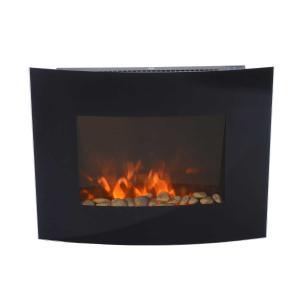 HOMCOM Chimenea Eléctrica Tipo Estufa de Pared con Efecto Llamas y Luz LED de 7 Colores con Mando a distancia 900W/1800W 65x11.4x52cm