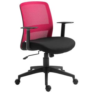 Vinsetto Silla de Oficina Silla Escritorio Giratoria con Altura Ajustable Reposabrazos Soporte Lumbar Respaldo Transpirable y Función Basculante 58x60x89-99 cm Fucsia