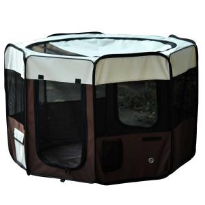PawHut Parque Mascotas Plegable 2 Puertas Juego Entrenamiento Dormitorio Perro Cachorros 116x116x71 cm