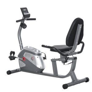 HOMCOM Bicicleta Estática Reclinada con Pantalla LCD y Volante de Inercia de 3 kg Resistencia Magnética de 8 Niveles Asiento Ajustable 121,5-136x62,5x98 cm Gris