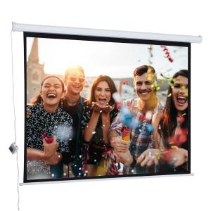 HomCom Pantalla del Proyector Eléctrica Pantalla para Proyección Motorizada 84" 4:3 con Control Remoto Cine en Casa Presentaciones