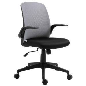 Vinsetto Silla de Oficina Ergonómica Silla Escritorio Giratoria Ajustable en Altura con Reposabrazos Abatible Soporte Lumbar y Respaldo Transpirable 57x61x93-102 cm Gris