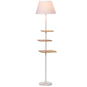 Lampa podłogowa lampa stojąca z 3 obrotowymi półkami do biura salonu kolor biały + naturalny
