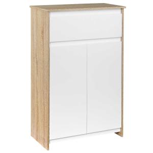 Szafka łazienkowa szafka konstrukcja zapobiegająca przewróceniu elegancka MDF drewno naturalne + biały