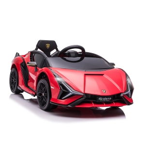 HOMCOM kindervoertuig 2 rijmodi Lamborghini SIAN SUV auto speelgoed elektrische auto met afstandsbediening extra brede banden muziek (MP3 / USB) licht 3–5 jaar PP metaal rood 108 x 62 x 40 cm