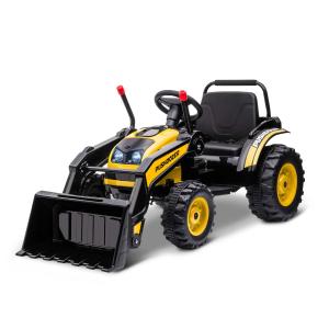 HOMCOM traptractor zittende graafmachine voor kinderen off-road voertuigen 2 instelbare snelheden tot 25 kg belastbaar met muziek schoparmen 3-5 jaar PP kunststof staal geel 132 x 62 x 65 cm