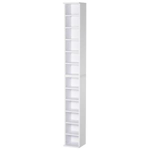 HOMCOM cd-kast cd-rek met 6 vakken staande kast tweedelige set met twee open opbergvakken spaanplaat wit 21 x 22,5 x 88,5 cm