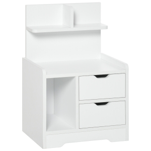 HOMCOM Bedside Table with 2 Drawers and Shelves Storage Organiser Bedroom Living Room