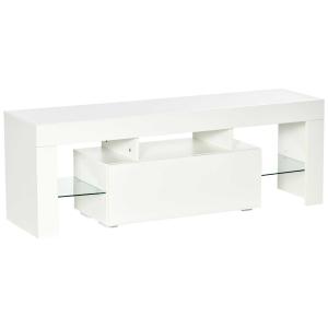 HOMCOM tv-tafel tv-kast met RGB-lichtstrips tv-meubel kastelement met verstelbare glazen planken open planken en 1 lade afstandsbediening MDF spaanplaat wit 130 x 35 x 45 cm