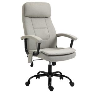 Vinsetto massagebureaustoel in hoogte verstelbare directiestoel gamestoel met massagefunctie ergonomische draaistoel massagestoel linnen look beige 63 x 70 x 112-121 cm