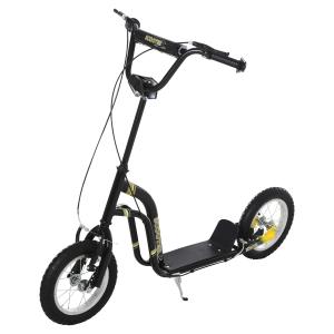 HOMCOM kinderscooter step kickscooter stadsscooter kinderstep kickboard met luchtbanden 12 inch zwart 120 x 58 x 85-95 cm