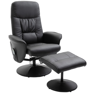 HOMCOM massagestoel met voetenbank relaxstoel massagestoel tv-stoel 145° hellingshoek kunstleer zwart 76 x 81 x 105 cm