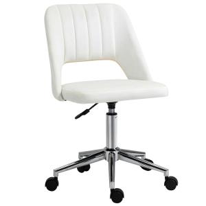 Vinsetto kantoorstoel draaistoel bureaustoel in hoogte verstelbaar 360° draaibaar schelpvorm met naadlijn design schuimstof fluweelzacht polyester beige 49 x 54 x 79-91 cm