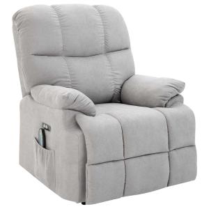 Fotel z masażem Fotel relaksacyjny z funkcją ogrzewania i pilotem do masażu PU Grey 94 x 96 x 104 cm HOMCOM®