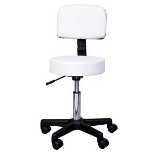HOMCOM HOKER OBROTOWY KRZESŁO STOŁEK Z OPARCIEM biały Φ35 X W 77- 89CM