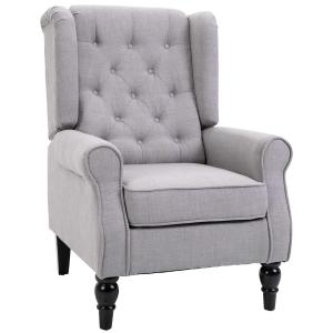 Sofa jednoosobowa fotel relaksacyjny fotel jednoosobowy z tuftingiem drewniane nóżki poliester szary 76 x 86 x 108 cm HOMCOM®