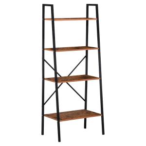 HOMCOM® REGAŁ STOJĄCY NA KSIĄŻKI KWIATY DREWNO VINTAGE 4 PÓŁKI