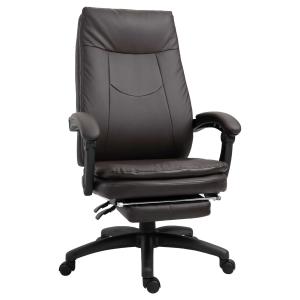 Ergonomiczne krzesło biurowe z podnóżkiem fotel dyrektorski wyściełane oparcie brązowy