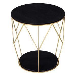 HOMCOM® Stolik Kawowy ze Schowkiem Okolicznościowy Nocny Metal Płyta MDF Czarny