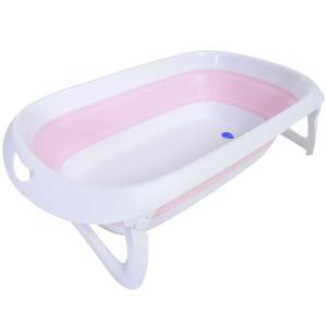 HOMCOM® WANIENKA DLA NIEMOWLĄT ERGONOMICZNA ANTYPOŚLIZGOWA SKŁADANA tworzywo różowa 80 x 48 x 21 cm