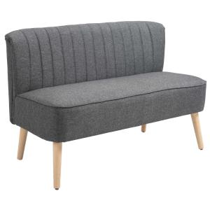 HOMCOM® SOFA DWUOSOBOWA TAPICEROWANA DREWNIANA ciemnoszara