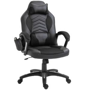 HOMCOM® KRZESŁO BIUROWE ERGONOMICZNE FOTEL MASAŻ Gamingowy czarny