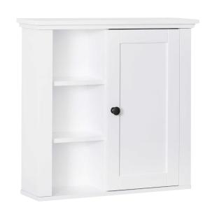 HOMCOM® SZAFKA ŁAZIENKOWA KUCHENNA WISZĄCA ŚCIENNA REGULOWANE 3 PÓŁKI drewno biała 53 x 14,5 x 50,5 cm